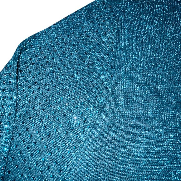 Twelfth Love Teal Metallic Long Sleeve Top Size M - Picture 8 of 10